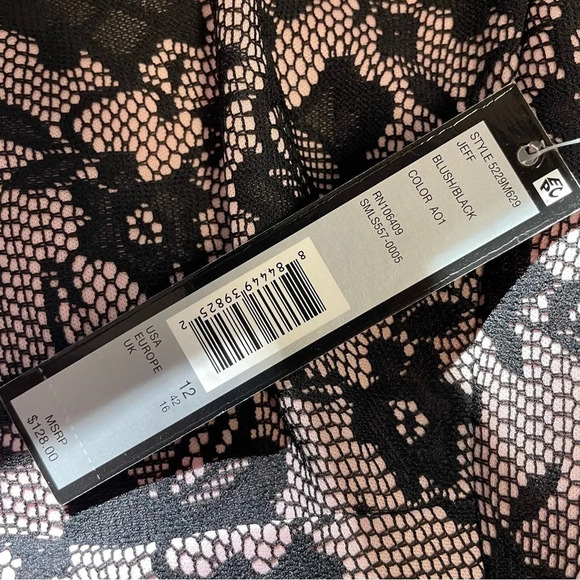 Tahari floral lace mother of bride dress pink and black ruched modest - Picture 8 of 8